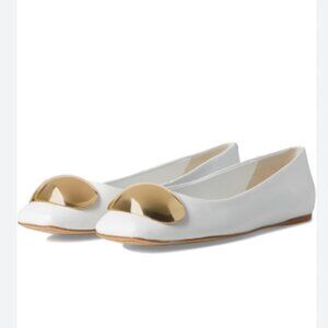 NEW FRANCO SARTO Leather Amaya Flats in white for women 1225 3m7